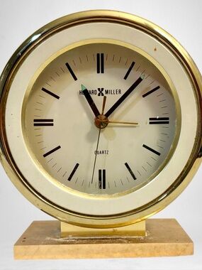 Vintage Howard Miller Craven Brass Tabletop Desk Clock Model 4RE404
